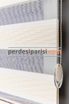 Sümela Krem Plise Desenli Zebra Perde