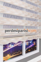Star Bej Gümüş Simli Plise Zebra Perde