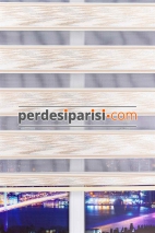 Star Bej Gümüş Simli Plise Zebra Perde