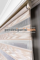 Star Bej Gümüş Simli Plise Zebra Perde