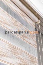 Star Bej Gümüş Simli Plise Zebra Perde