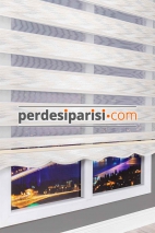 Star Ekru Gümüş Simli Plise Zebra Perde