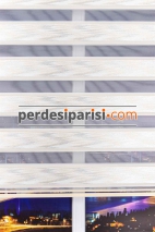 Star Ekru Gümüş Simli Plise Zebra Perde