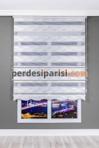 Star Gri Gümüş Simli Plise Zebra Perde