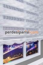 Star Gri Gümüş Simli Plise Zebra Perde