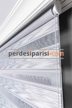 Star Gri Gümüş Simli Plise Zebra Perde