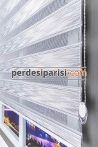 Star Gri Gümüş Simli Plise Zebra Perde
