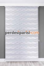 Star Gri Gümüş Simli Plise Zebra Perde