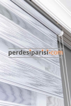 Star Gri Gümüş Simli Plise Zebra Perde