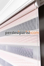 Sümela Pembe Plise Desenli Zebra Perde