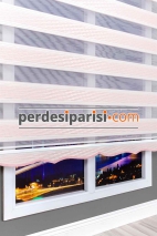 Sümela Pembe Plise Desenli Zebra Perde