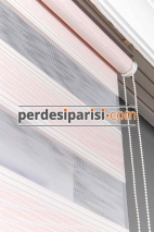 Sümela Pembe Plise Desenli Zebra Perde