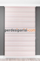 Sümela Pembe Plise Desenli Zebra Perde