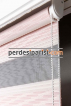 Sümela Pembe Plise Desenli Zebra Perde
