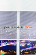 Vegas Ekru Çizgili Çiftli Stor Perde