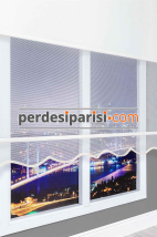 Vegas Ekru Çizgili Çiftli Stor Perde