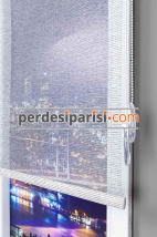 Vegas Gri Çizgili Çiftli Stor Perde