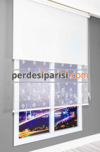 Zeta Damask Ekru Çiftli Stor Perde