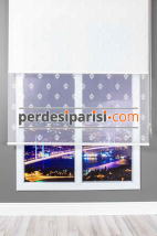 Zeta Damask Ekru Çiftli Stor Perde