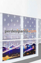 Zeta Damask Ekru Çiftli Stor Perde