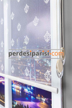 Zeta Damask Ekru Çiftli Stor Perde
