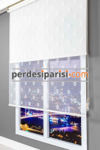 Zeta Damask Ekru Çiftli Stor Perde