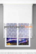 Zeta Damask Ekru Çiftli Stor Perde