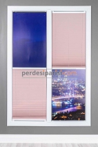 Düz Pudra Cam Balkon Plise Perde
