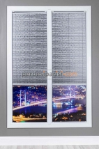 Mira Antrasit Desenli Cam Balkon Plise Perde