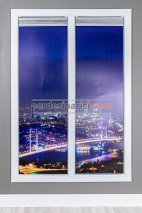 Mira Antrasit Desenli Cam Balkon Plise Perde