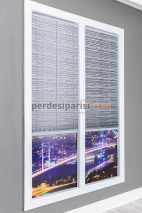 Mira Antrasit Desenli Cam Balkon Plise Perde