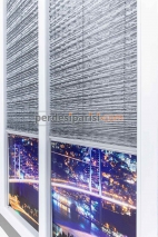 Mira Antrasit Desenli Cam Balkon Plise Perde