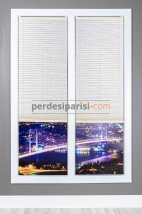 Mira Krem Desenli Cam Balkon Plise Perde