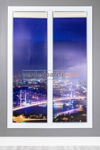 Mira Krem Desenli Cam Balkon Plise Perde