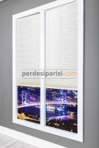 Mira Krem Desenli Cam Balkon Plise Perde
