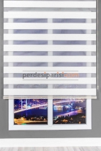 Aria Ekru Altın Simli Mikro Plise Zebra Perde