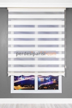 Astoria Ekru Plise Desenli Zebra Perde