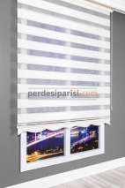 Astoria Ekru Plise Desenli Zebra Perde