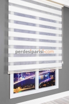 Astoria Ekru Plise Desenli Zebra Perde