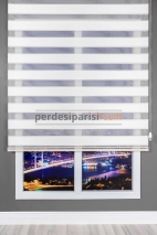 Astoria Ekru Plise Desenli Zebra Perde
