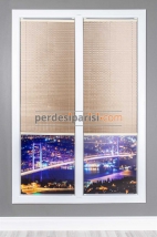 Kahve Şantuklu Cam Balkon Plise Perde 
