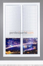 Mira Beyaz Desenli Cam Balkon Plise Perde