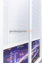 Mira Beyaz Desenli Cam Balkon Plise Perde