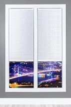 Mira Beyaz Desenli Cam Balkon Plise Perde