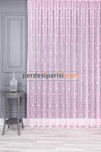 Pembe Yıldız Desenli Tül Perde