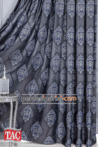 Taç Claose Lacivert Damask Pano Fon Perde