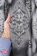 Taç Wagner Füme Gri Damask Pano Fon Perde