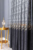 Venüs Damask Siyah Altın Pano Fon Perde