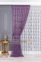 Damask Mor Full Paket Perde