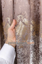 Venüs Damask Bej Altın Pano Fon Perde